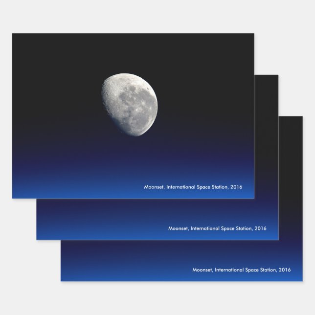 Feuille De Papier Cadeau Moonset, Station spatiale internationale, 2016 (Lot)