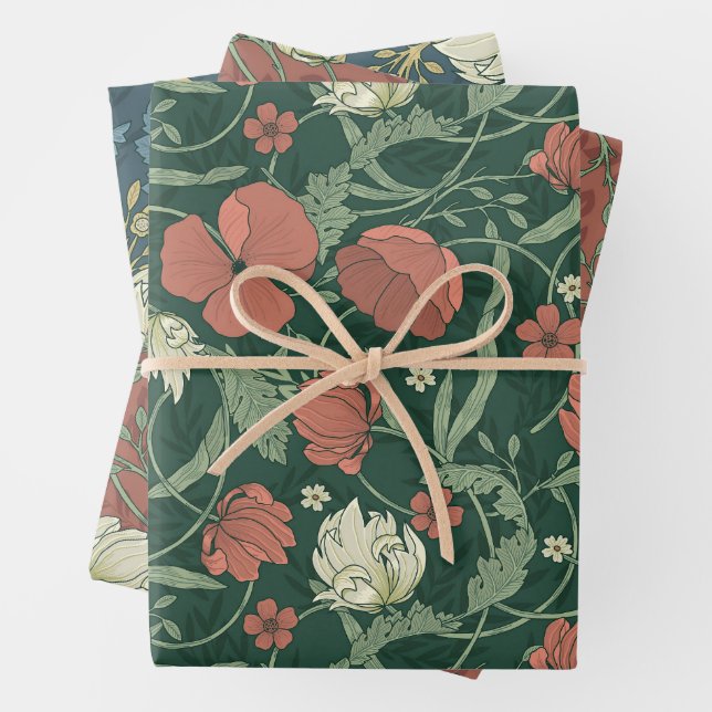 Feuille De Papier Cadeau Morris Garden Motif Floral (En situation)