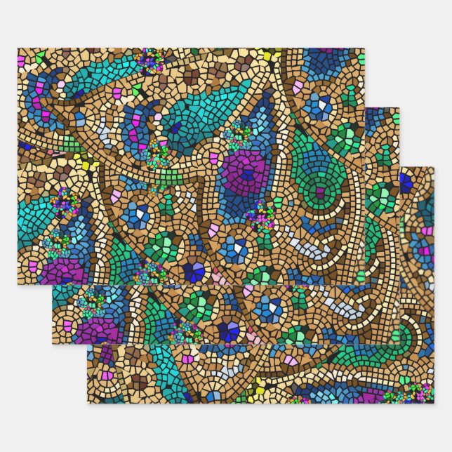 Feuille De Papier Cadeau Mosaïque (Lot)