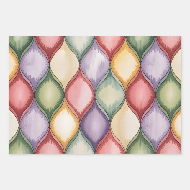 Feuille De Papier Cadeau Mosaïque Aquarelle (Devant)