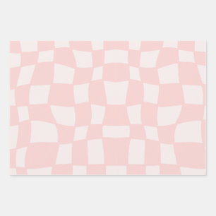 Feuille De Papier Cadeau Motif à carreaux rose et violet ondulé