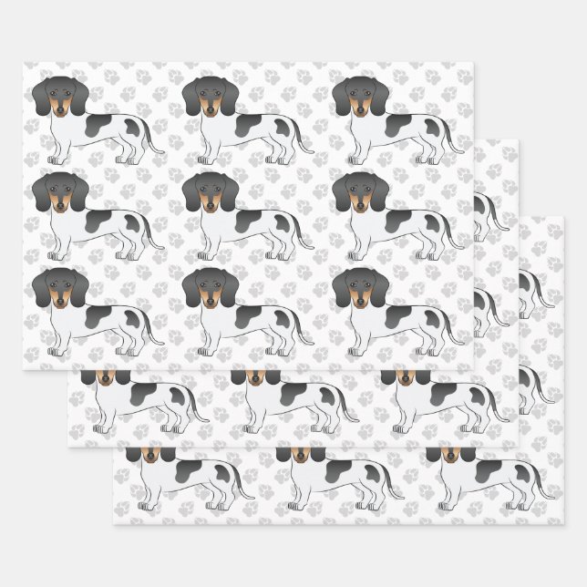 Feuille De Papier Cadeau Motif à cheveux courts pour chien noir et tan (Lot)