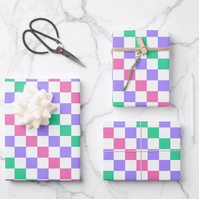Feuille De Papier Cadeau Motif à damier diagonal de confiserie (Recto)