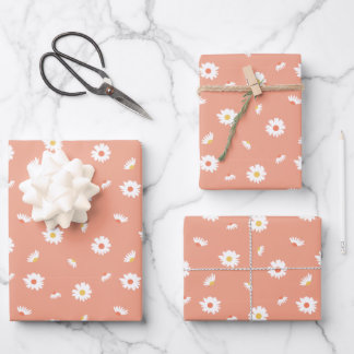 Feuille De Papier Cadeau Motif à fleur orange