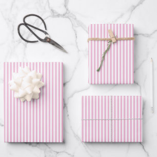 Feuille De Papier Cadeau Motif à rayures rose et blanc