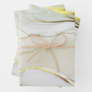 Feuille De Papier Cadeau Motif abstrait à l'encre dorée élégant
