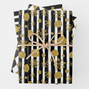 Feuille De Papier Cadeau Motif Abstrait Avec Paillettes D'or