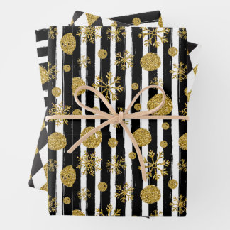 Feuille De Papier Cadeau Motif Abstrait avec Parties scintillant Or