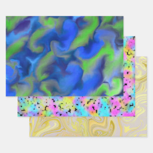 FEUILLE DE PAPIER CADEAU MOTIF ABSTRAIT COLORÉ MODERNE