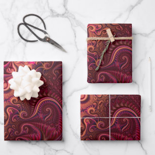 Feuille De Papier Cadeau Motif Abstrait de spirale carmin bordeaux coloré