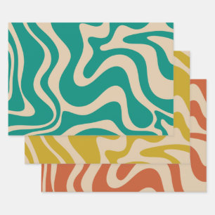 Feuille De Papier Cadeau Motif Abstrait Liquid Swirl Retro