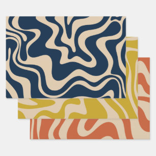 Feuille De Papier Cadeau Motif Abstrait Liquide Swirl Retro