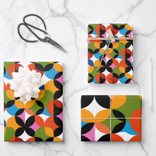 Feuille De Papier Cadeau Motif Abstrait Rétro Coloré Moderne du Milieu du S