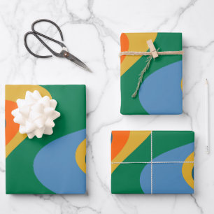 Feuille De Papier Cadeau Motif Abstrait Rétro Multicolore Rêve Trippy