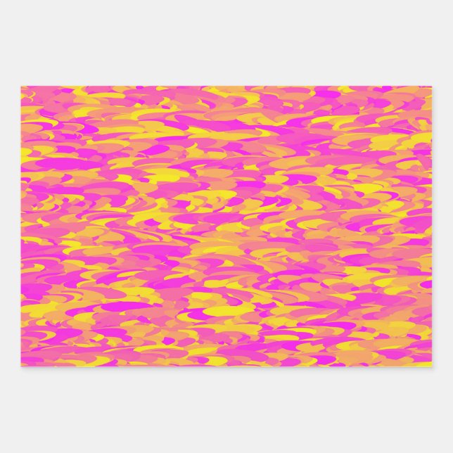 Feuille De Papier Cadeau Motif Abstrait rose jaune orange (Devant)
