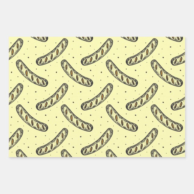 Feuille De Papier Cadeau Motif allemand de saucisses (Devant)