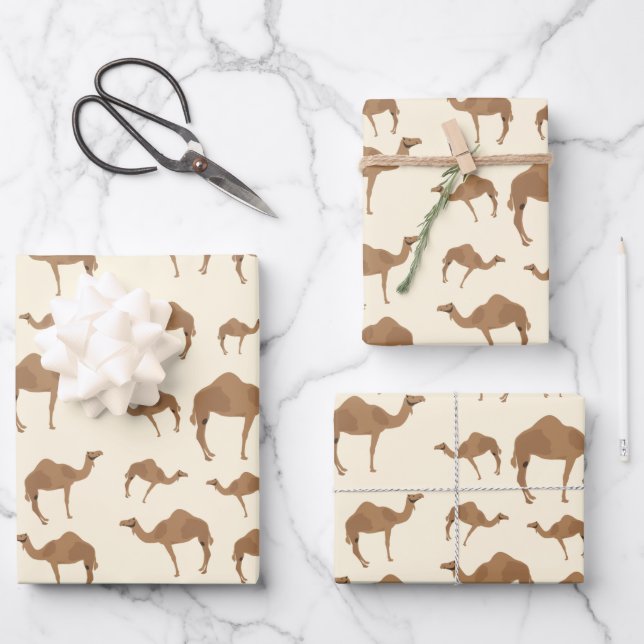 Feuille De Papier Cadeau Motif animal chameau (Recto)