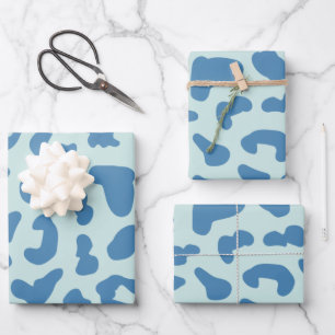 Feuille De Papier Cadeau Motif animal Empreinte de léopard élégant en bleu