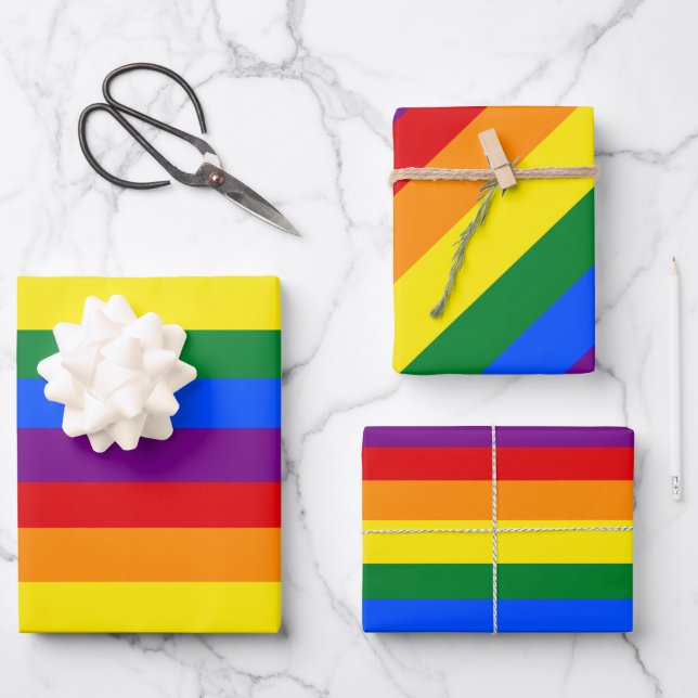 Feuille De Papier Cadeau Motif arc-en-ciel Gay pride (Recto)