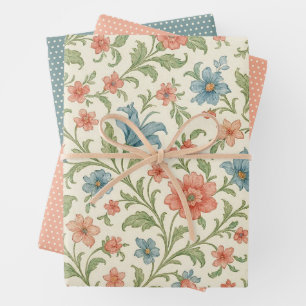 Feuille De Papier Cadeau Motif artistique floral élégant anglais shabby chi
