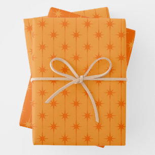 Feuille De Papier Cadeau Motif Atomique Rétro Étoiles et Points du Milieu d