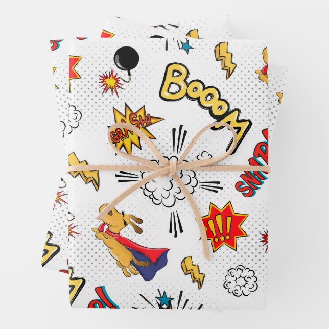 Feuille De Papier Cadeau Motif Bande Dessinée  (En situation)