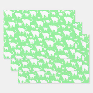 Feuille De Papier Cadeau Motif blanc mignon, Arrière - plan vert