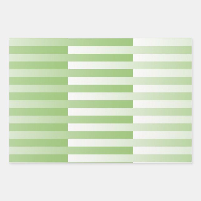 Feuille De Papier Cadeau Motif blanc vert rayé (Devant)