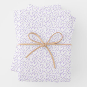 Feuille De Papier Cadeau Motif blanc violet clair pour le coeur de brosse m