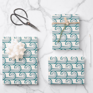 Feuille De Papier Cadeau Motif Bold Blue Ocean Waves