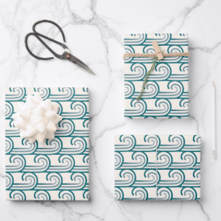 Feuille De Papier Cadeau Motif Bold Blue Ocean Waves