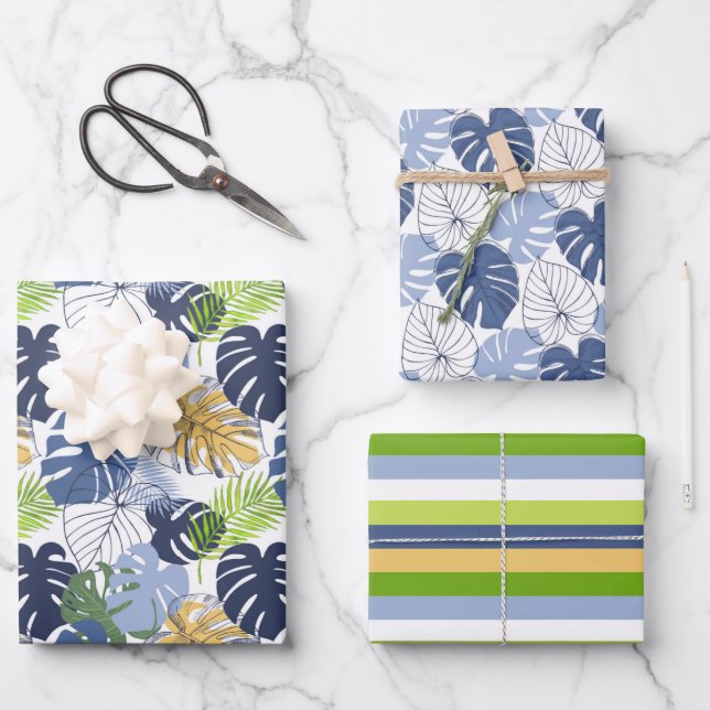 Feuille De Papier Cadeau Motif botanique de Monstera (Recto)