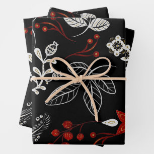 Feuille De Papier Cadeau Motif botanique élégant