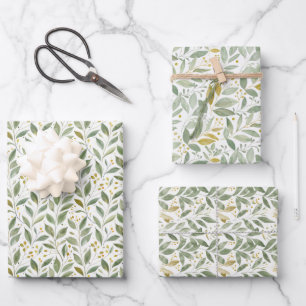 Feuille De Papier Cadeau Motif botanique léger et aquarelle