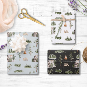 Feuille De Papier Cadeau Motif Cabine de couleur d'eau