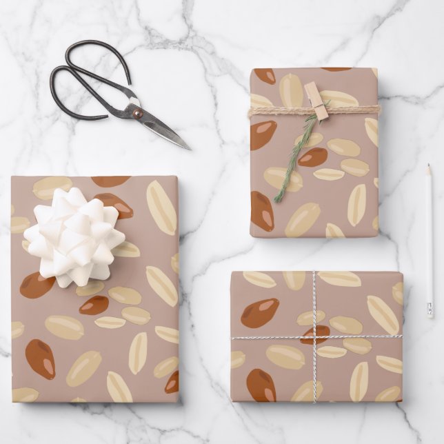 Feuille De Papier Cadeau Motif cacahuètes (Recto)