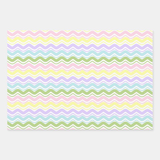 Feuille De Papier Cadeau Motif carré en zigzag avec des lignes ondulées pas (Devant)