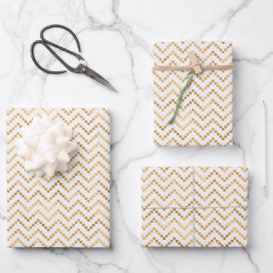 Feuille De Papier Cadeau Motif carré métallique blanc or