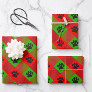 Feuille De Papier Cadeau Motif carré personnalisé d'empreinte de patte de c