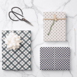 Feuille De Papier Cadeau Motif carreau de Buffalo rustique Trois assortis