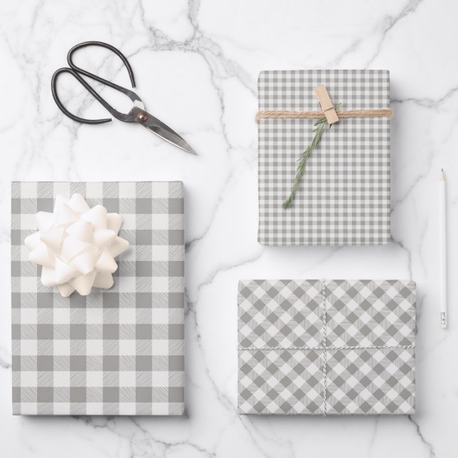 Feuille De Papier Cadeau Motif carreaux à carreaux Buffalo rustique (Recto)