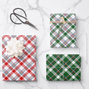 Feuille De Papier Cadeau Motif carreaux à carreaux rouge vert bleu blanc cl