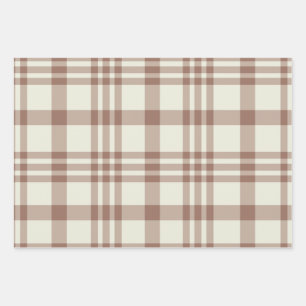 Feuille De Papier Cadeau Motif carreaux marron et marron mousse au chocolat