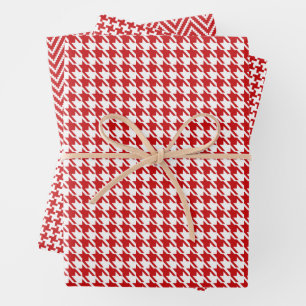 Feuille De Papier Cadeau Motif carreaux rouge et blanc classique