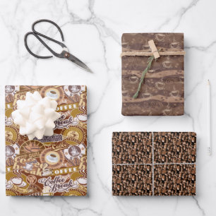 Feuille De Papier Cadeau motif carrelé cool à café