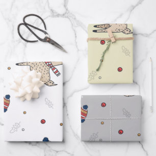 Feuille De Papier Cadeau Motif Casquette de Christmas Reindeer