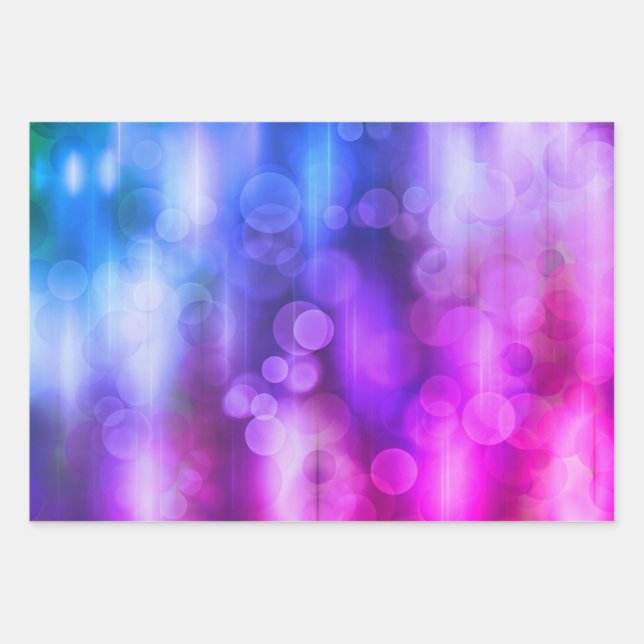 Feuille De Papier Cadeau Motif Cercles Abstraits rose et violet (Devant)