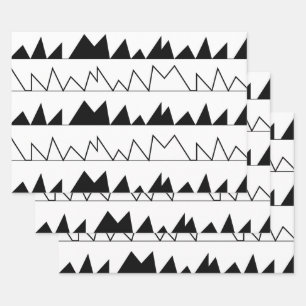 Feuille De Papier Cadeau Motif Chevron noir et blanc