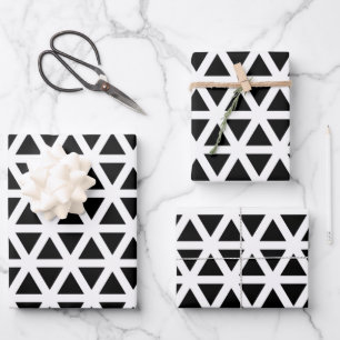 Feuille De Papier Cadeau Motif Chevron noir et blanc