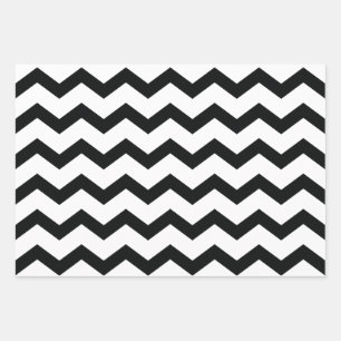 Feuille De Papier Cadeau Motif Chevron noir et blanc